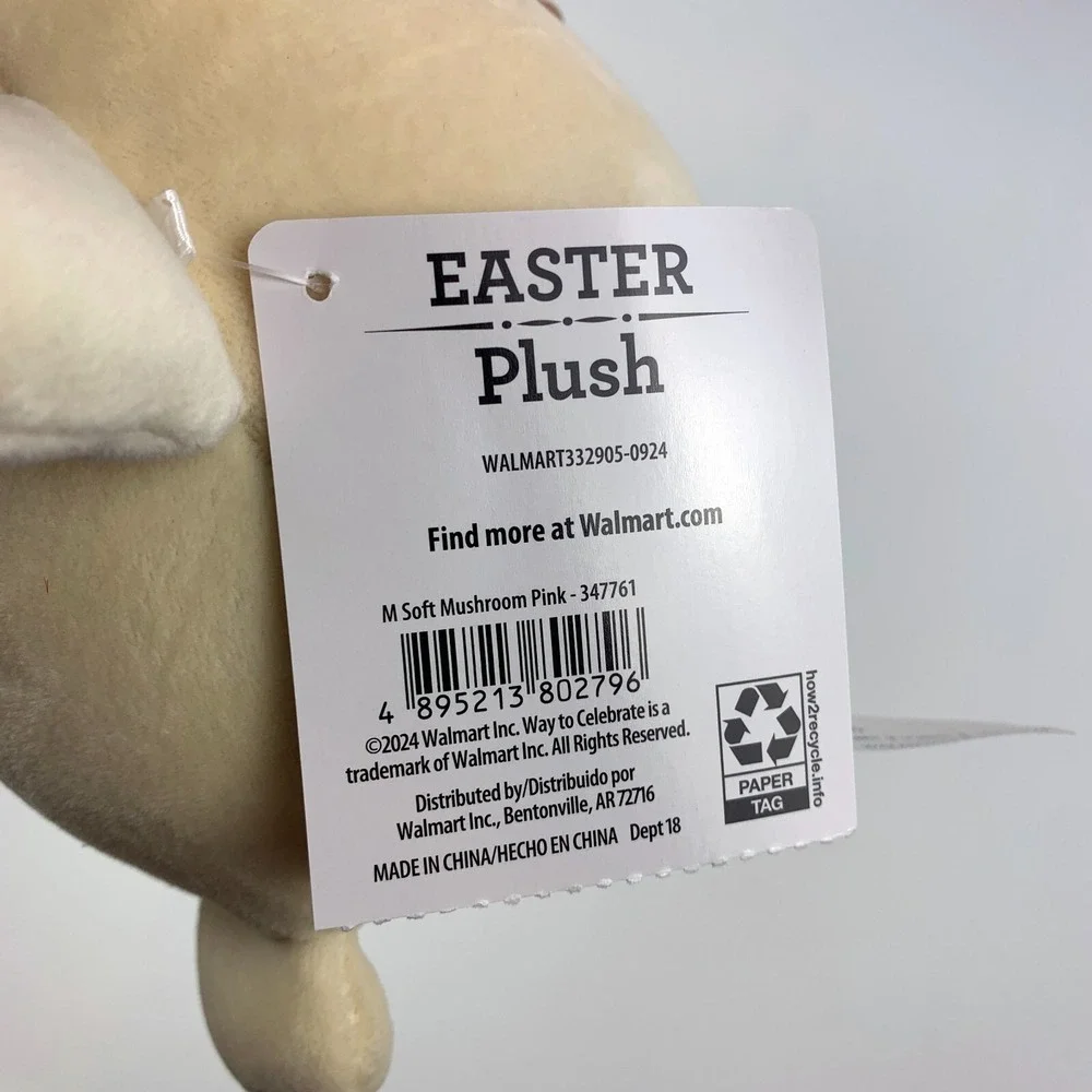 Way to Celebrate Easter Soft Mushroom Plush Pink Floral Cap Toadstool Fungi READ